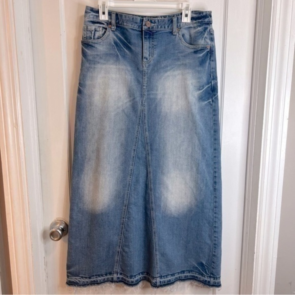 Mossimo supply co. maxi denim frayed skirt